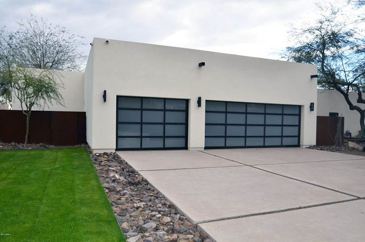 Modern concrete slab driveway